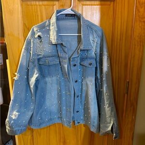 Pearl studded denim jacket